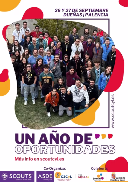 cartel un año de oportunidades - coorganizado asamblea 26 Un año de oportunidades es un proyecto de ASDE Exploradores de Castilla y León y el Consejo de la Juventud de Castilla y León